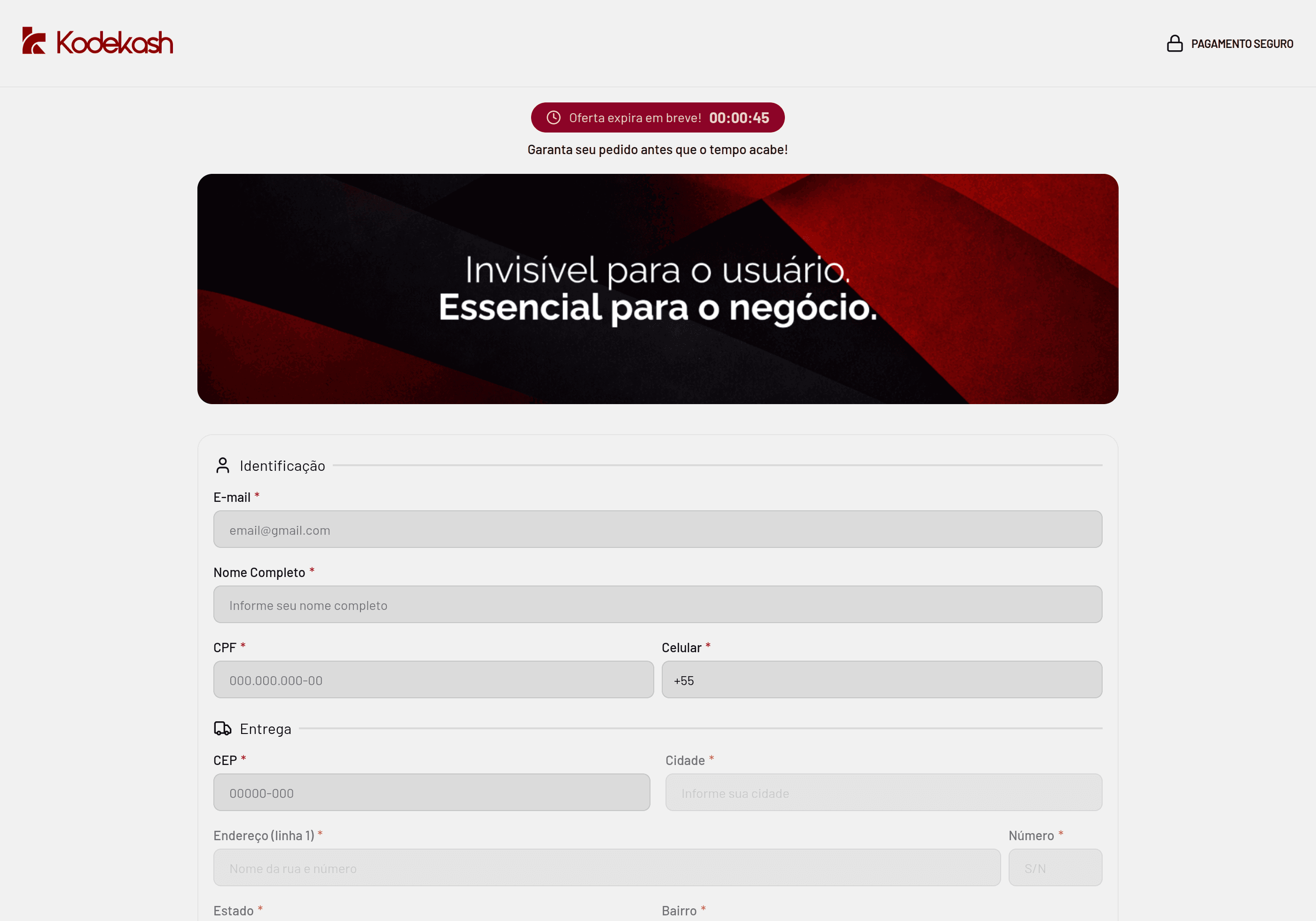 Tela do módulo Checkout próprio