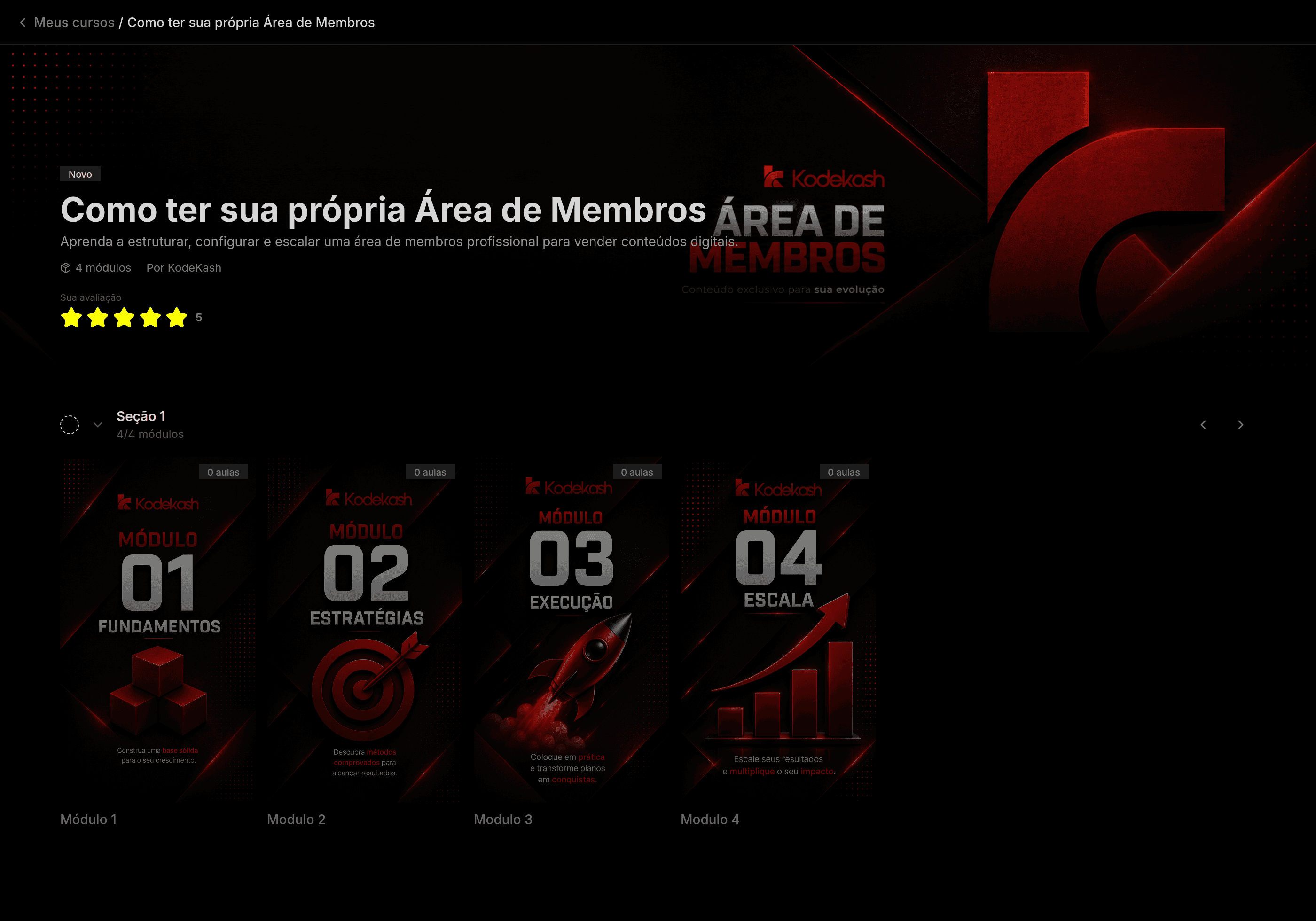 Tela do módulo Área de membros